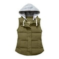 thumbnail image 1 of Tiqkatyck Sweater Vest Ladies Fashion Pure Color Zipper Cotton Waistcoat Waistcoat Short Warm Vest Puffer Vest Women Green, 1 of 2