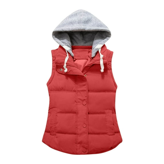 Tiqkatyck Sweater Vest Ladies Fashion Pure Color Zipper Cotton Waistcoat Waistcoat Short Warm Vest Puffer Vest Women Wine