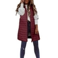 thumbnail image 1 of Tiqkatyck Sweater Vest Women's Down Vest Long Winter Thin and Light Down Coat Casual Down Coat Slim Gilet Quilted Jacket Outdoor Winter Coat Vest with Pockets Puffer Vest Women Red, 1 of 6