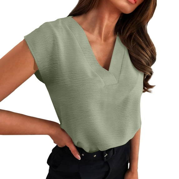 Tiqkatyck Tank Tops for Women Trendy Summer Tops for Women Bat Short Sleeve Shirt Blouse Casual Shirts V Neck Sleeveless Tunic Tops Summer Tops for Women Mint Green XL