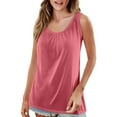 thumbnail image 1 of Tiqkatyck Tank Tops for Women Trendy Women's Spring and Summer Camisole Loose Pleated Sleeveless Top Sleeveless Basic Shirt Sleeveless Tunic Tops Summer Tops for Women Hot Pink XL, 1 of 6