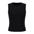 thumbnail image 1 of Tiqkatyck Tank Tops for Women Trendy Womens Turtleneck Sleeveless Shirt Solid Women's Blouse Slim Fit Short Sleeve Crew Neck Tight T Shirts Summer Tops for Women Black L, 1 of 9