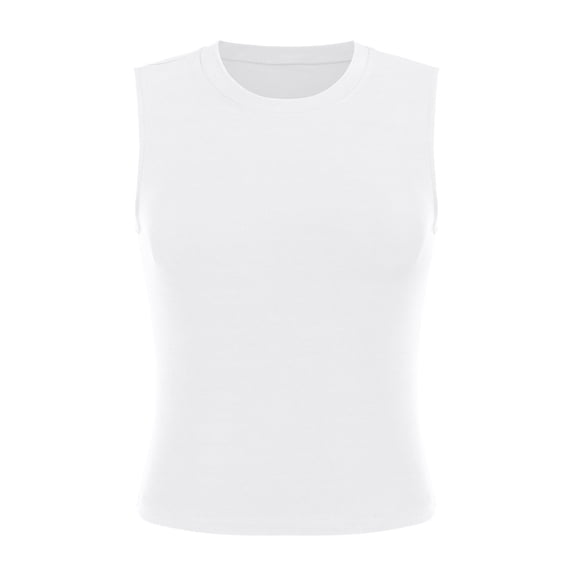 Tiqkatyck Tank Tops for Women Trendy Womens Turtleneck Sleeveless Shirt Solid Women's Blouse Slim Fit Short Sleeve Crew Neck Tight T Shirts Summer Tops for Women White S