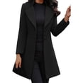 thumbnail image 1 of Tiqkatyck Trench Coat Clearance Women Clothing Women Fashion Long Sleeve Woolen Tops Lapel Solid Color Long Jacket Coat winter coat Black L, 1 of 7