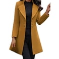 thumbnail image 1 of Tiqkatyck Trench Coat Clearance Women Clothing Women Fashion Long Sleeve Woolen Tops Lapel Solid Color Long Jacket Coat winter coat Gold Gold S, 1 of 7