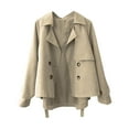 thumbnail image 1 of Tiqkatyck Womens Blazer on Sale, Autumn and Winter Casual Work Jacket Retro Loose British Style Cropped Coat Windproof and Warm Jacket Suit Jacket Women, Khaki Blazers for Women L, 1 of 3