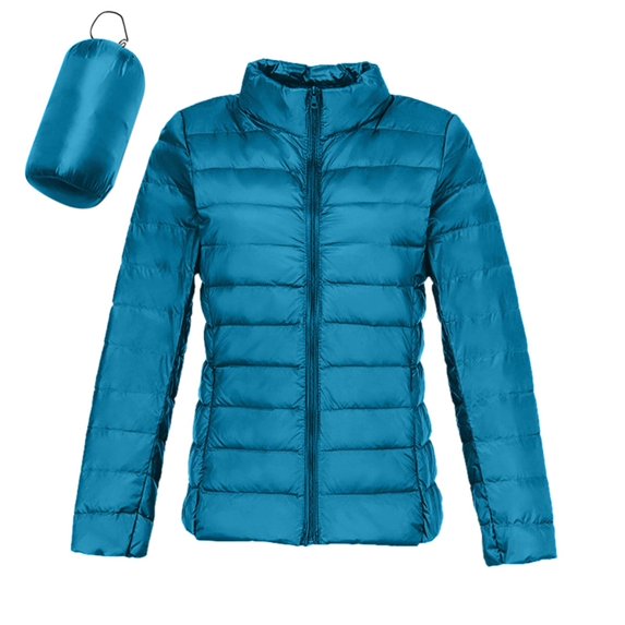 Tiqkatyck Trench Coat Puffer Jacket for Womens Foldable Packable Light Weight Down Jacket Womens Jacket Plus Size Tops Clearance Long Sleeve Tops Blue XL