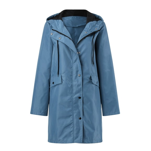 Tiqkatyck Trench Coat Rain Jacket Womens Breathable Large Sizes Black Softshell Jacket Outdoor Transition Lightweight Jacket with Hood for Spring Fall Hik Clearance Long Sleeve Tops Blue S