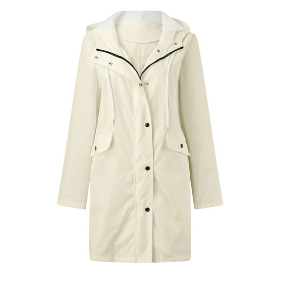 Tiqkatyck Trench Coat Rain Jacket Womens Breathable Large Sizes Black Softshell Jacket Outdoor Transition Lightweight Jacket with Hood for Spring Fall Hik Clearance Long Sleeve Tops Beige S