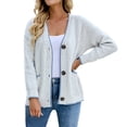 thumbnail image 1 of Tiqkatyck Trench Coat Women's Contrasting Button Pocket Fall/Winter Sweater Cardigan Jacket Plus Size Tops Clearance Long Sleeve Tops Grey L, 1 of 5