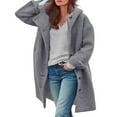 thumbnail image 1 of Tiqkatyck Trench Coat on Sale, Women's Long Sleeve Casual Fleece Fuzzy Jacket Loose Fit Warm Winter Outerwear Fashion Lapel Jacket Coats Winter Coats for Women, Pea Coats for Women Gray L, 1 of 6