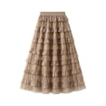 thumbnail image 1 of Tiqkatyck Tulle Skirts for Women Clearance, Women's A Line Layered Maxi Skirt Layered Tulle Skirt Stretch High Waist Tulle Skirt Holiday Skirts for Women, Skirts for Women Khaki, 1 of 7