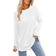 thumbnail image 1 of Tiqkatyck Tunic Tops on Sale, Womens Tunic Tops To Wear With Leggings Long Sleeve Thumb Hole Shirts Crew Neck Curved Hem Long Sleeve Shirts for Women Blouses for Women Dressy Casual White XXL, 1 of 7