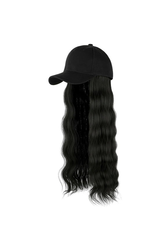 Visor Hats for Women, Baseball Cap Hair Wave Curly Hairstyle Adjustable Wig Hat Attached Long Hair Sun Hats for Women, Hats for Men A One size