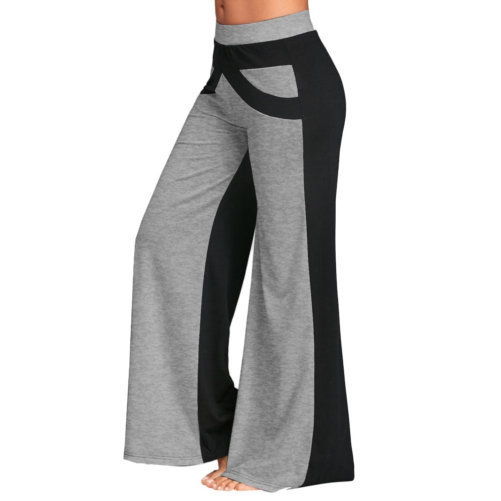 Tiqkatyck Wide Leg Yoga Pants for Women, Women Patchwork Bell Bottoms