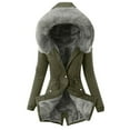 thumbnail image 1 of Tiqkatyck Winter Jackets for Women, Women Plus Size Coat Lapel Collar Long Sleeve Jacket Vintage Thick Coat Warm Hooded Coat Outerwear Jackets Fleece Jacket Women, Winter Coats for Women Army Green L, 1 of 3