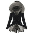 thumbnail image 1 of Tiqkatyck Winter Jackets for Women, Women Plus Size Coat Lapel Long Sleeve Jacket Vintage Thick Coat Warm Hooded Coat Outerwear Jackets Fleece Jacket Women, Winter Coats for Women Dark Gray XXXXXL, 1 of 3