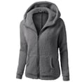 thumbnail image 1 of Tiqkatyck Winter Jackets for Women, Women Winter Plush Coat Cotton Zipper Hooded Coat Wool Warm Coat Women's Coat Fleece Jacket Women, Winter Coats for Women Dark Gray XXL, 1 of 6