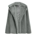thumbnail image 1 of Tiqkatyck Winter Jackets for Women, Women Winter Warm Thick Coat Solid Overcoat Long Sleeve Outercoat Faux Fur Jacket Fleece Jacket Women, Winter Coats for Women Gray S, 1 of 5