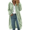 thumbnail image 1 of Tiqkatyck Winter Jackets for Women, Women's Fashion Solid Color Long Sleeve Cardigan with Pocket Button Top Sweater Knit Hooded Coat Fleece Jacket Women, Winter Coats for Women Mint Green L, 1 of 9
