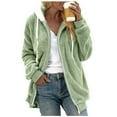 thumbnail image 1 of Tiqkatyck Winter Jackets for Women, Women's Solid Color Plush Coat Hooded Pullover Warm Wool Coat Zipper Top Fleece Jacket Women, Winter Coats for Women Green L, 1 of 6