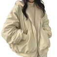 thumbnail image 1 of Tiqkatyck Winter Jackets for Women, Women's Winter Long Sleeve Lamb Wool Loose Hooded Coat Thick and Plush Jacket On Both Sides Fleece Jacket Women, Winter Coats for Women Beige L, 1 of 9