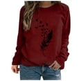 thumbnail image 1 of Tiqkatyck Women's Pullover Sweaters, Winter Womens Casual Long Sleeve Shirts Ladies Flowers Print Sweatshirt, Sweatshirt for Women, Tops for Women Trendy, Casual Tops for WomenWine XXL, 1 of 2