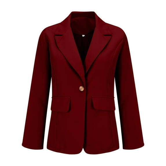 Tiqkatyck Womens Blazer on Sale, Women's Casual Open Front Long Sleeve Lapel Collar Button Work Business Jacket Suit Jacket Women, Burgundy Blazers for Women XXXL