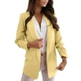 thumbnail image 1 of Tiqkatyck Womens Blazer on Sale, Women's Blazer Open Front Fashion Long Sleeve Business Work Casual Suit Jackets Lightweight Notched Collar Dress Jacket Women Blazers for Women Yellow XL, 1 of 6