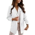 thumbnail image 1 of Tiqkatyck Womens Blazer on Sale, Women's Blazer Open Front Fashion Long Sleeve Business Work Casual Suit Jackets Lightweight Notched Collar Dress Jacket Women Blazers for Women White L, 1 of 5