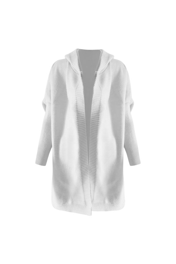 Womens Cardigan, Women Winter Warm Hooded Coat Collar Elegant Bat Shaped Soft Loose Fit Sweater Cardigan Sweaters for Women White Cardigan for Women L