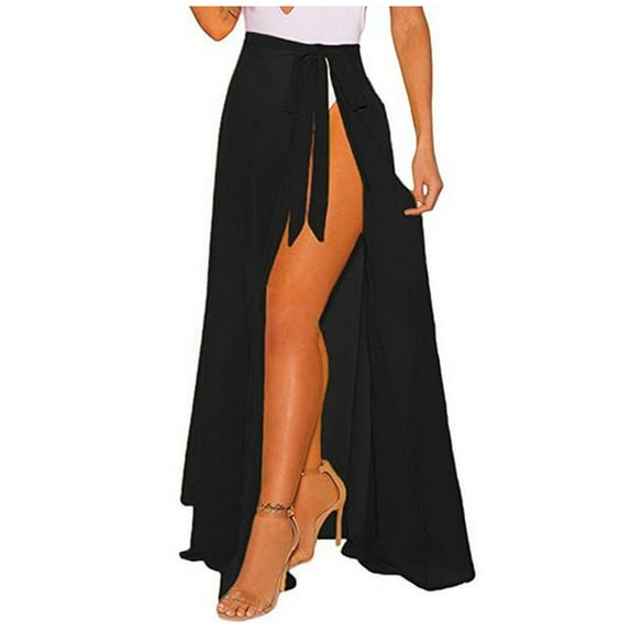 Tiqkatyck Womens Dress Pants Fashion Women Swimsuit Cover Up Mesh Bikini Swimwear Beach Cover-Ups Wrap Skirt Long Skirt Black