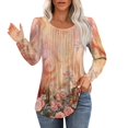 thumbnail image 1 of Tiqkatyck Womens Dressy Tops Womens Fall Tops Loose Fit Pleated Long Sleeve Shirts Casual Crewneck Blouse Plus Size Blouse Long Sleeve Shirts for Women Blouses for Women Dressy Casual Rose Gold M, 1 of 7