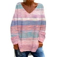 thumbnail image 1 of Tiqkatyck Womens Fall Shirts, Women's Fashion Casual Breast Cancer Awareness V Neck Long Sleeve Shirts Loose Top T Shirt Graphic Tees for Women, Breast Cancer Shirts for Women Pink M, 1 of 4