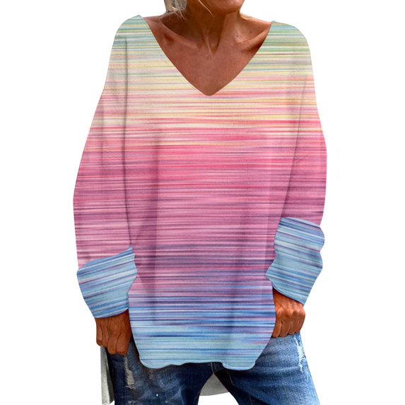 Tiqkatyck Womens Fall Shirts, Women's Fashion Casual Breast Cancer Awareness V Neck Long Sleeve Shirts Loose Top T Shirt Graphic Tees for Women, Breast Cancer Shirts for Women Mint Green L