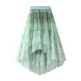 thumbnail image 1 of Tiqkatyck Womens Fashion Skirts for Women Clearance, Women's Tulle Skirt Ruffle Layered Mesh A Line Tiered Tutu Prom Wedding Long Womens Skirts, Long Skirts for Women Green, 1 of 6