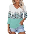 thumbnail image 1 of Tiqkatyck Womens Graphic Tees Womens Fashion 2025 Short Sleeve Casual V Neck Summer Tops Cute Loose Fit Blouses Graphic Tees Plus Size Tops for Women Going Out Tops for Women Mint Green M, 1 of 6