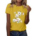 thumbnail image 1 of Tiqkatyck Womens Graphic Tees Womens Graphic T Shirt Vintage Floral Shirt Flower Tee Fall Shirts Plus Size Tops for Women Going Out Tops for Women Yellow XL, 1 of 4