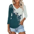thumbnail image 1 of Tiqkatyck Womens Graphic Tees Womens Fashion 2025 Short Sleeve Casual V Neck Summer Tops Cute Loose Fit Blouses Graphic Tees Plus Size Tops for Women Going Out Tops for Women Navy XXL, 1 of 6