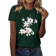 thumbnail image 1 of Tiqkatyck Womens Graphic Tees Womens Graphic T Shirt Vintage Floral Shirt Flower Tee Fall Shirts Plus Size Tops for Women Going Out Tops for Women Green L, 1 of 4