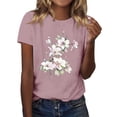 thumbnail image 1 of Tiqkatyck Womens Graphic Tees Womens Graphic T Shirt Vintage Floral Shirt Flower Tee Fall Shirts Plus Size Tops for Women Going Out Tops for Women Pink M, 1 of 4
