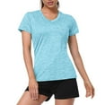 thumbnail image 1 of Tiqkatyck Womens Gym Tops Women V Neck Short Sleeve Moisture Wicking Athletic Shirts Sport Activewear Top Running Tops for Women Workout Tops for Women Blue L, 1 of 9