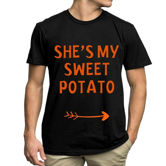 Tiqkatyck Womens Long Sleeve Shirts, Couples Matching Shirt Shes My Sweet Potato I Yam Set Gift T Shirts Womens Clothes T Shirts for Women Black S