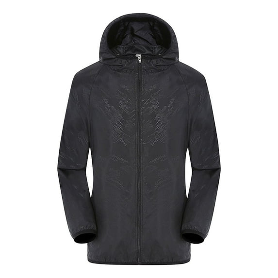 Tiqkatyck Womens Long Sleeve Tops Women Solid Rain Jacket Outdoor Plus Size Hooded Windproof Loose Coat Water Proof Raglan Cuff Storage Bag Trench Coats for Women Black