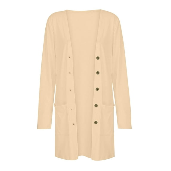 Tiqkatyck Womens Long Sleeve Tops Women's Solid Color Long Sleeve Cardigan Fashion Temperament Loose Comfortable Cardigan Trench Coats for Women Khaki