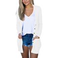 thumbnail image 1 of Tiqkatyck Womens Long Sleeve Tops Women's Solid Color Long Sleeve Cardigan Fashion Temperament Loose Comfortable Cardigan Trench Coats for Women White, 1 of 8