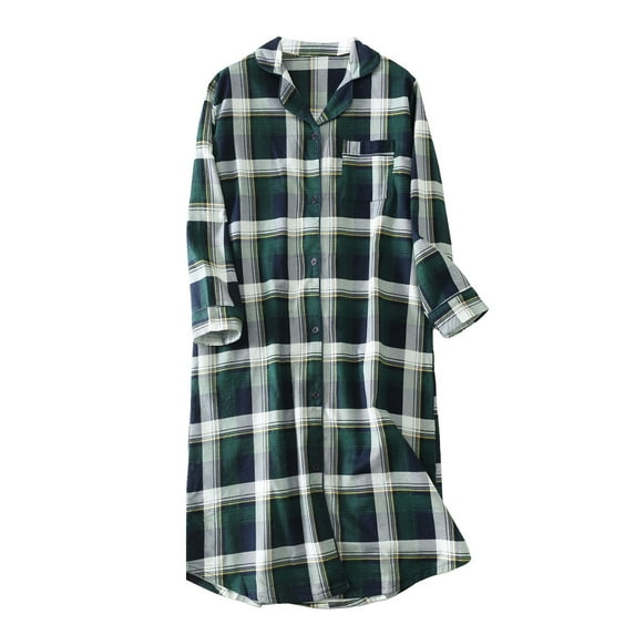 Tiqkatyck Womens Nightgown Women Autumn and Winter Cotton Oversize Pajamas and Home Wear Flannel Nightgowns for Women Gowns for Women Sleepwear Green XXL