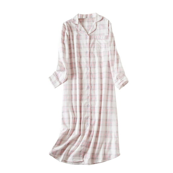 Tiqkatyck Womens Nightgown Women Autumn and Winter Cotton Oversize Pajamas and Home Wear Flannel Nightgowns for Women Gowns for Women Sleepwear White XXL