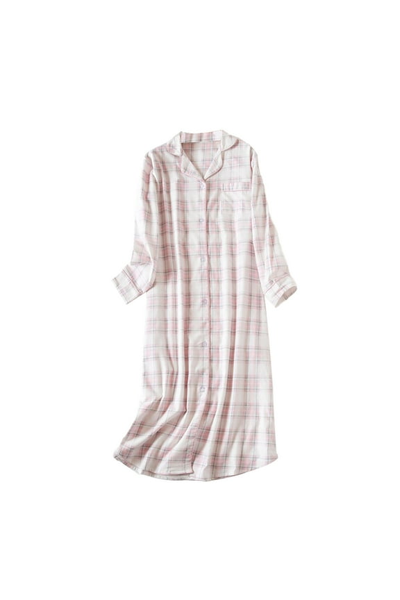 Womens Nightgown Women Autumn and Winter Cotton Oversize Pajamas and Home Wear Flannel Nightgowns for Women Gowns for Women Sleepwear White XXL