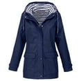 thumbnail image 1 of Tiqkatyck Womens Rain Jacket, Women Solid Rain Jacket Outdoor Plus Size Waterproof Hooded Coat Windproof Loose Coat Ski Jacket Women Windbreaker Jacket Women, Jacket Dark Blue 3XL, 1 of 4